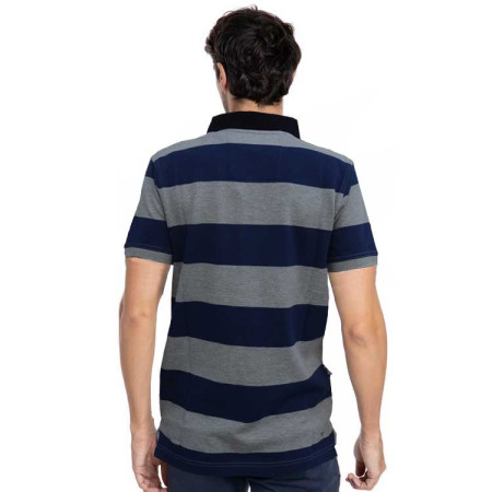 GENTLEMAN FARMER - Polo OMAHA Bleu/Gris