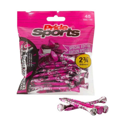 PRIDE PTS - Sachet de 45 Tees Édition Spécial 69mm Rose/Noir/Blanc