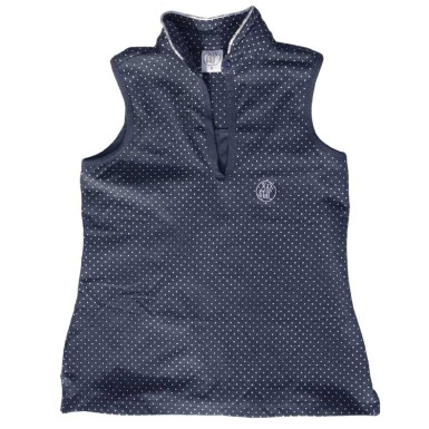 XIX GOLF - Polo Femme sans manches Marine à points Blanc