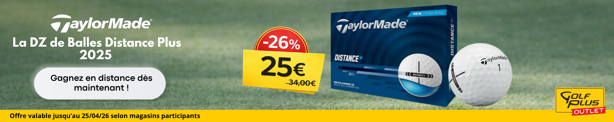 TAYLORMADE - Balles de Golf Distance Plus Blanc 2025