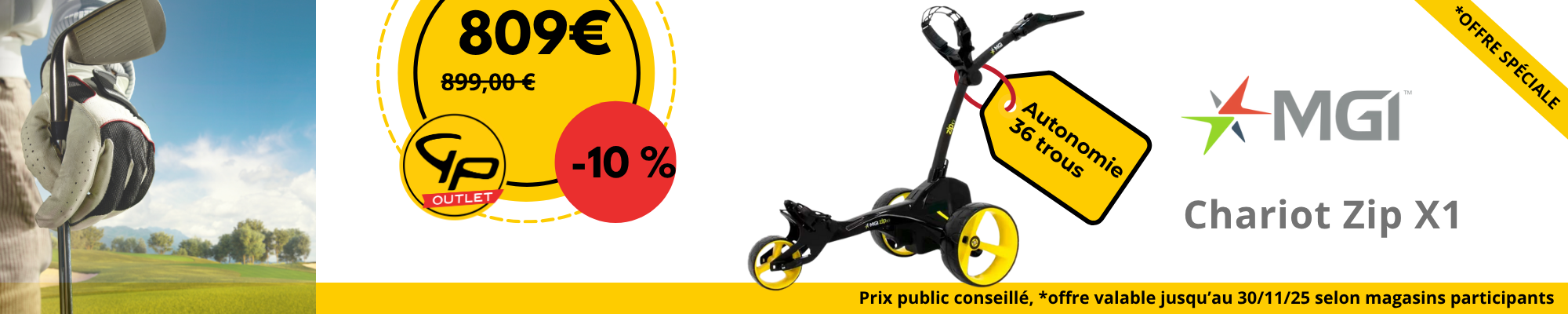 OFFRE GPO 30/10/25 MGI - Chariot MGI Zip X1 Noir Brillant OFFRE GPO 30/10/25 MGI - Chariot MGI Zip X1 Noir Brillant